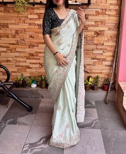 Handwork &amp; Embroidered Saree With Blouse