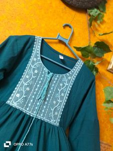Teal Embroidered Dress