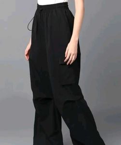 Trendy Black Cargo Pants | Oversized Loose Fit | U