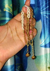 Beaded Bracelets - Gold &amp; Pearl