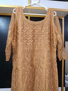 Elegant Golden Embroidered Salwar Kameez
