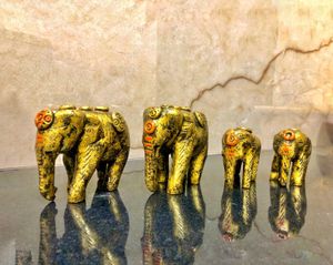(Combo Set Of 4)Elephants family decor Showpiece