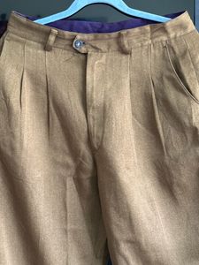 Vintage Olive Pleated Trousers Size: 28-30