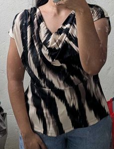 Stylish Animal Print Cowl neck Top