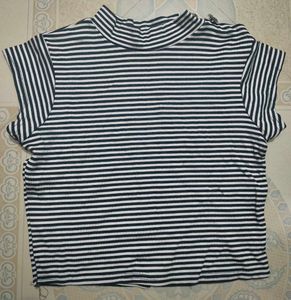 Striped Mock Neck Top