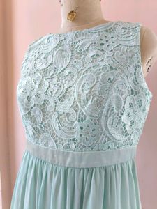 Mint Green Lace Chiffon Maxi Dress