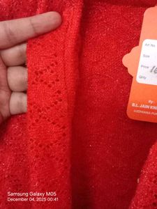 ATTRACTIVE RED KNIT LONG CARDIGAN