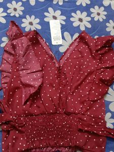 Red Polka Dot Ruffle Top