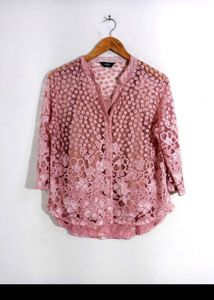 MAX Pink Sheer Top With Attached Camisole
