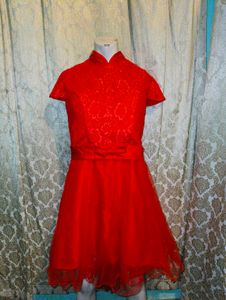 Red Cheongsam Style Hi Low
