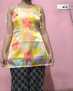Floral Tie-Strap Kurti Stiched For Sale Purpuse