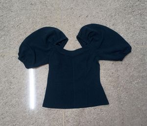 Crop Top Teal Color Open Shoulder