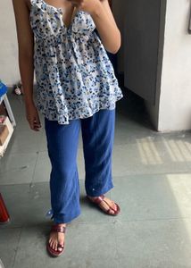 Blue Linen Pants