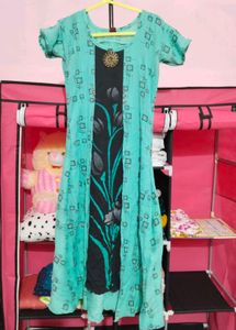 Aqua & Black Print Dress