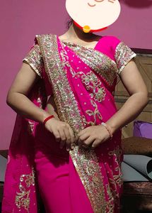 Pink Embroidered Saree