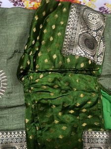 Green Silk Saree with Blouse