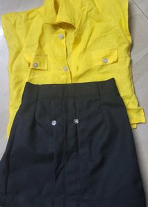 Cute Yellow Shirt &amp; Black Skirt