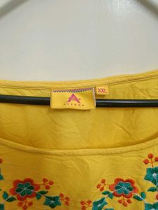 Yellow Embroidered Top