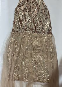 Sequin Mini Dress with Tulle Overlay