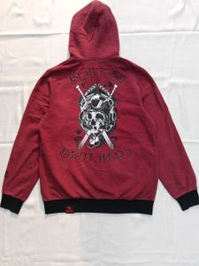 Red Graphic Zip-Up Hoodie