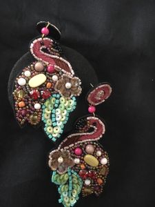 pink and blue beaded flamingo Earrings