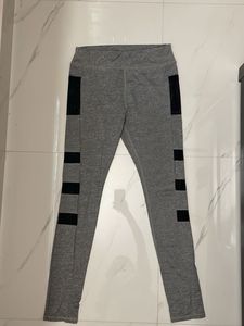 Gray & Black Active Leggings by Styli