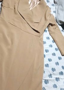 Elegant Beige Sheath Dress (⁠｡⁠•̀⁠ᴗ⁠-⁠)⁠✧