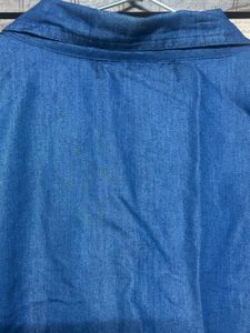 Plus Size Embroidered Denim Shirt Dress