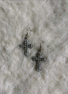 Iced Cross Dangle earring