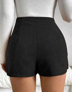 Black Corduroy Mini Skirt