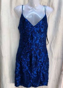 I. Royal Blue Sequin Mini Dress