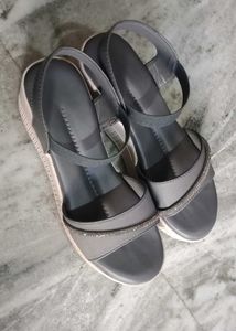 Gray Wedge Sandals