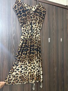 Leopard Print V-Neck Dress