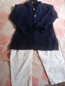Navy Blue Embroidered Kurta
