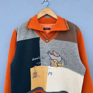 Vintage Elephant Patchwork Sweater