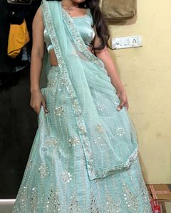 Light Sea Green New Lengha For Wedding Occasion 🎉