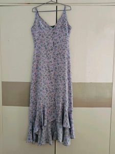 SHEIN Button High Low Long Dress