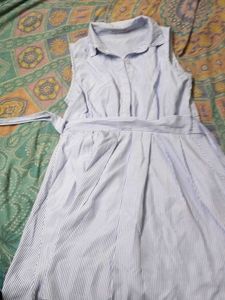 Striped Sleeveless Shirt Dress
