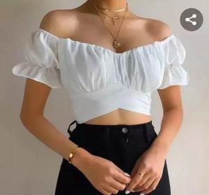 Off-Shoulder Puff Sleeve Crop Top