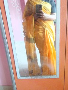 Yellow Cotton Silk Saree