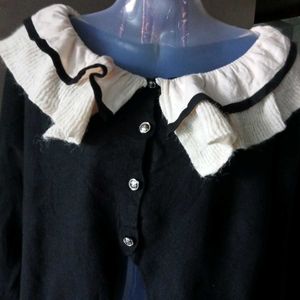Ruffled Collar Cardigan