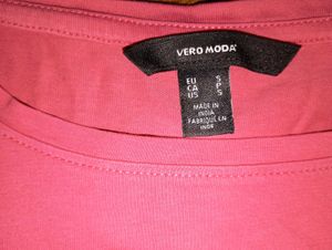 VERO MODA Women&#39;s Round Neck Pink T-shirt