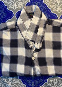Korean Men Italy Cotton Check Shirt White