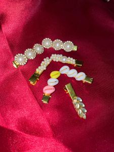 Pearl &amp; Shell Hair Clip Set