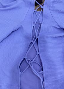 Lilac Lace-Up Back Crop Top