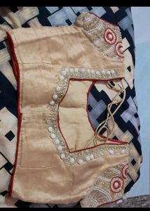 Red &amp; Gold Trim Saree