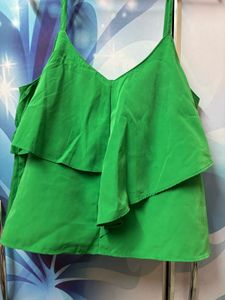 Green Cut sleeve Top