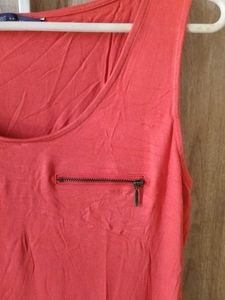 Coral Sleeveless Tank with Zipper Pocket