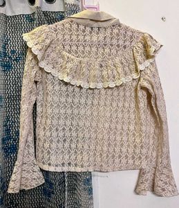 Lace Vintage Coquette Top with Ruffle Collar