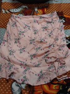 Floral Print Wrap Mini Skirt